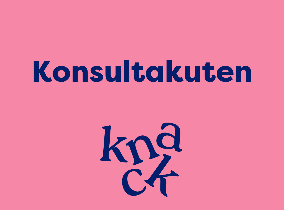 Konsultakuten Knack i blå text på rosa - konsult snabbt
